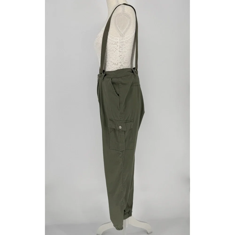 Cali1850 Cargo Jogger Pants Womens 9 Green Cotton Suspenders Gorpcore Utility